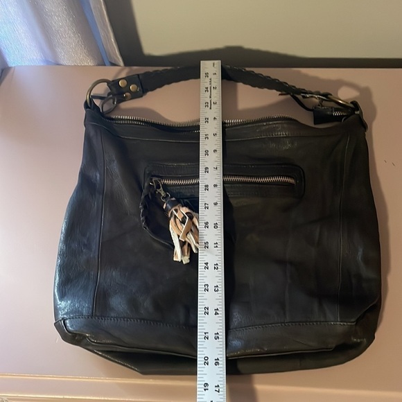 Tano Made in Italy dark brown leather shoulder bag braided details - Picture 8 of 10